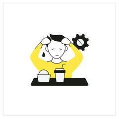 Workaholic flat icon. Emotional causes. Stressful situation. Emotional burnout due to work. Overworking concept.Vector illustration