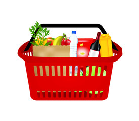 Full shopping basket. vector illustration
