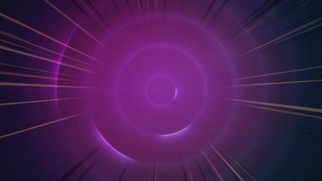 Animation of flickering rays over pulsating pink circles