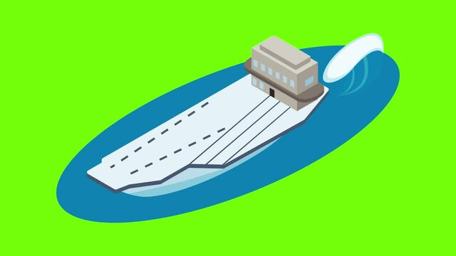 Military warship icon animation cartoon best object on green screen background