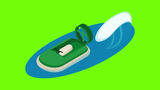 Hovercraft icon animation cartoon best object on green screen background