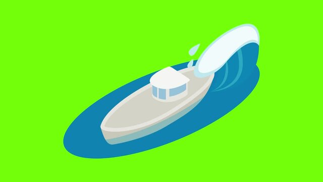 Research ship icon animation cartoon best object on green screen background