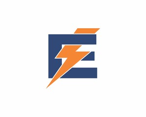 Letter E with Thunder Bold Logo 001