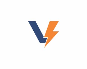 Letter V with Thunder Bold Logo 001