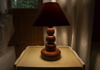 Rustic lamp on wood table