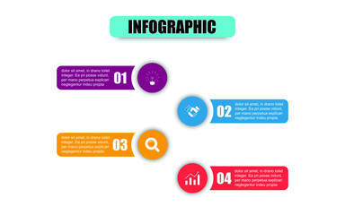 Vector circle design template infographic for illustration. Presentation business infographic template with 4 options. Creative concept banner rectangle intersection with circle four steps to present.