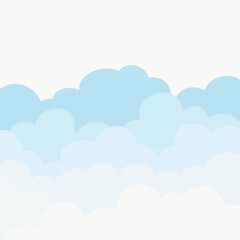 Abstract cloudscape with fluffy clouds. Flat style vector illustration.