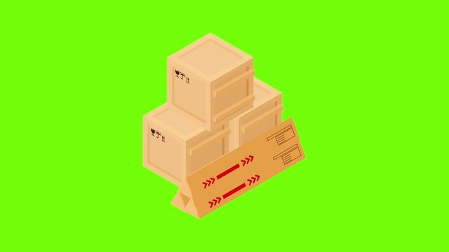 Delivery packaging icon animation cartoon best object on green screen background