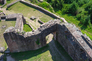 View of ruin castle near neckar river