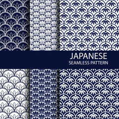 Seamless Asian vector wave pattern. Chinese texture. Set of vintage abstract patterns in Japanese style. Vector illustration.  