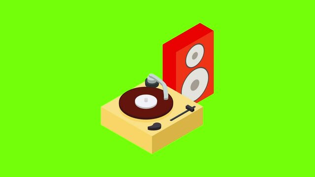 Musical equipment icon animation cartoon best object on green screen background