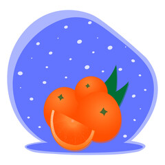 Vector of fresh ripe oranges with leaves.