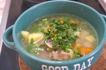 Shurpa with lamb, Uzbek cuisine, delicious traditional soup
