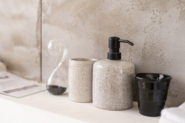 bathroom table, background of bathroom interior