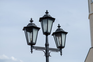 Vintage street lamp. Street lighting. Architecture. Searchlight.