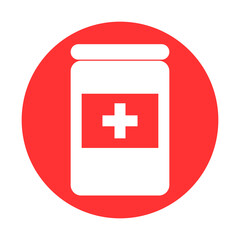Medical tablets, pills bottle, simple flat illustration