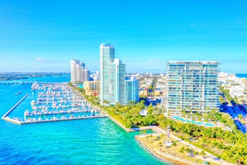 Miami Beach South Pointe condo buildings aerial	