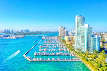 Miami Beach South Pointe condo buildings aerial	