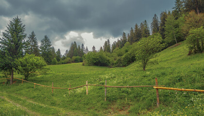 Incredible rural landscape on a cloudy day