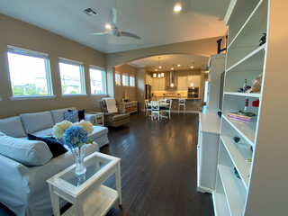 A modern nicely decorated cozy living room