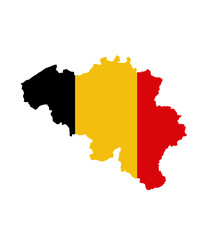 Shape of Belgium with belgium flag. Version 1. Transparent vector