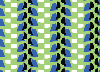 Vector texture background, seamless pattern. Hand drawn, green, blue, black, white colors.