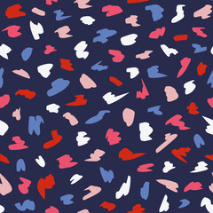 Scribble Vector Stroke Elements Seamless Repeat Pattern with Dark Blue Background.