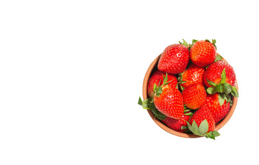 Strawberries with leaves isolated on white background