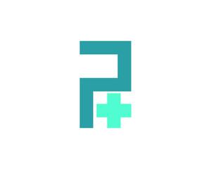 Letter P cross plus medical logo icon design template elements.