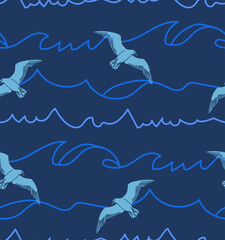 Vector seamless seagulls print design