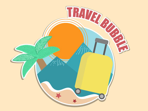 travel bubble word quote illustration in conceptual of tourism business line will be restart again with restrictions on travel bubble agreement