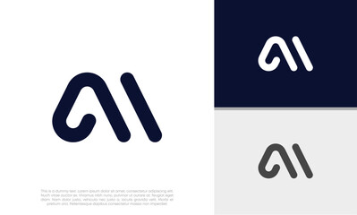 Initials M . AI logo design. Initial Letter Logo.	
