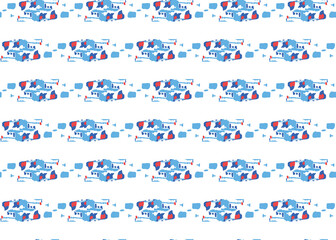 Vector texture background, seamless pattern. Hand drawn, blue, red, white colors.