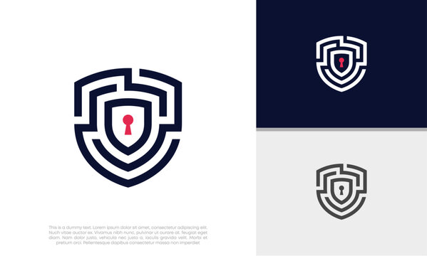 Shield Security logo symbol for technology. Labyrinth logo. Security Logo. Abstract analytic Logo.	
