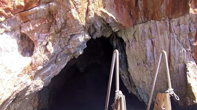 Spectacular cave in the cliff along Marina di Camerota coast, Italy.