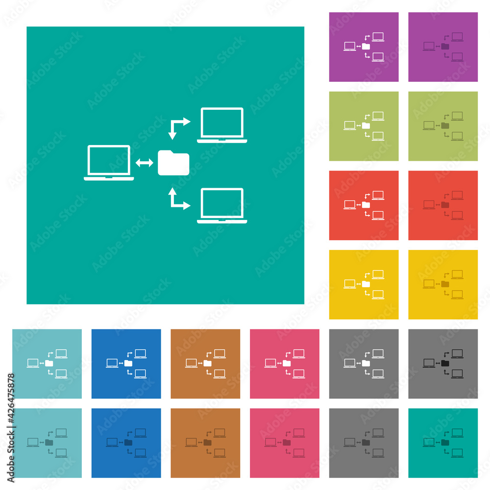 Aufkleber network file system square flat multi colored icons