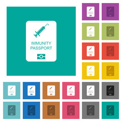 Immunity passport square flat multi colored icons