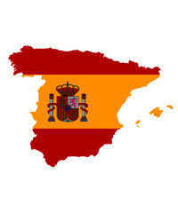 Shape of Spain with spanish flag. Version 1. Transparent vector	
