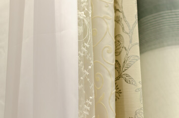Assorted colored curtains for rooms.