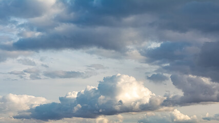 Blue sky and rainy clouds. Nature background