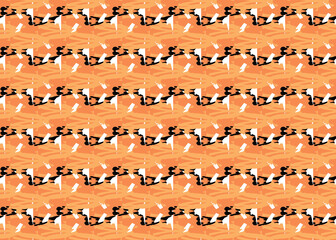 Vector texture background, seamless pattern. Hand drawn, orange, black, white colors.