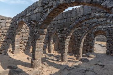 Ancient dwellings at Korazim National Park. Remains of ancient Jewish town in Israel.