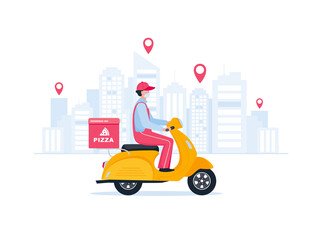 Online delivery service concept, online order tracking, delivery home and office.