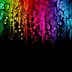 Colorful abstract acrylic dripping painting. Free flowing cells. Pouring.