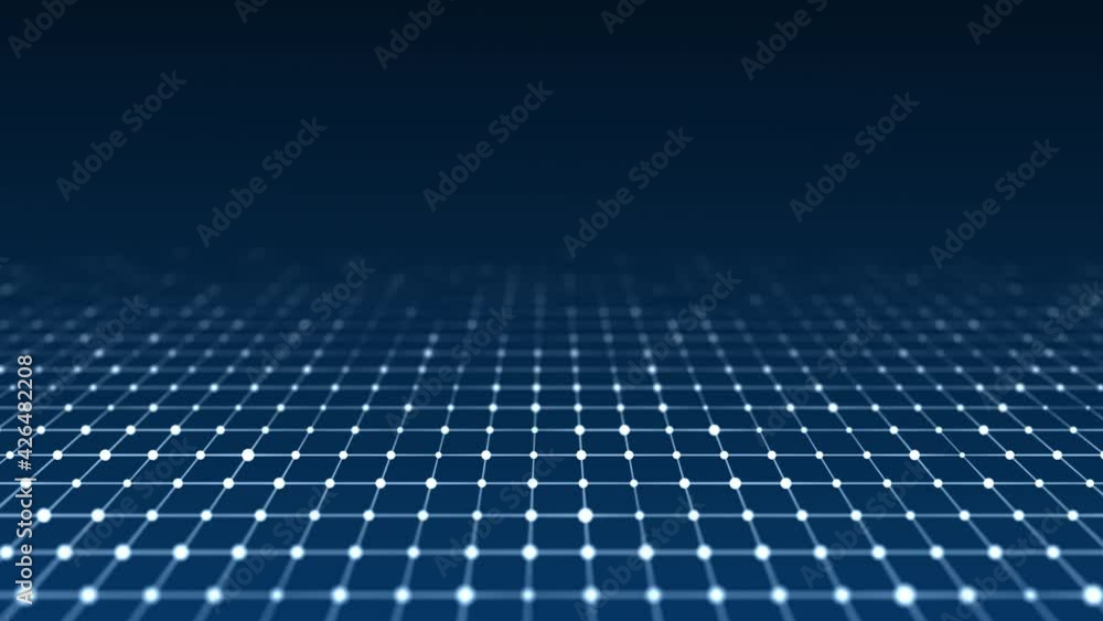 Poster abstract perspective grid. digital background in retro style. wireframe landscape on blue background