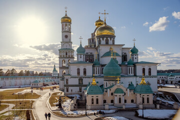View of the Resurrection cathedral and Underground Church of Constantine and Helena in the New Jerusalem monastery, Istra, Russia