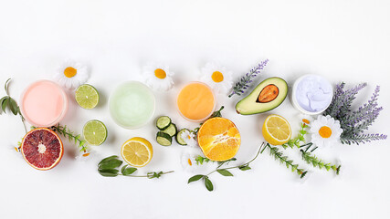 Spa and wellness composition with place for text, with cream, natural organic ingredients for beauty treatments, aromatherapy and skin care, lifestyle concept, invitation and advertising card