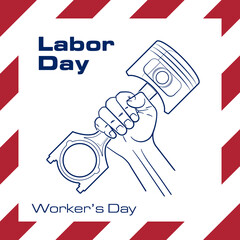 Happy Labor Day banner. Design template. Worker's day illustration. Abstract Happy Labor Day card. National american holiday illustration USA flag color. Festive poster banner hand tool lettering
