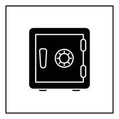 Bank safe icon. linear style closed safe isolated. Security single isolated modern line design icon safe vault. Bank line icon outline sign linear style pictogram. Editable stroke