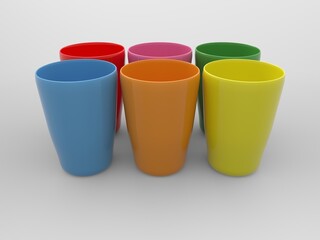 colorful plastic cups